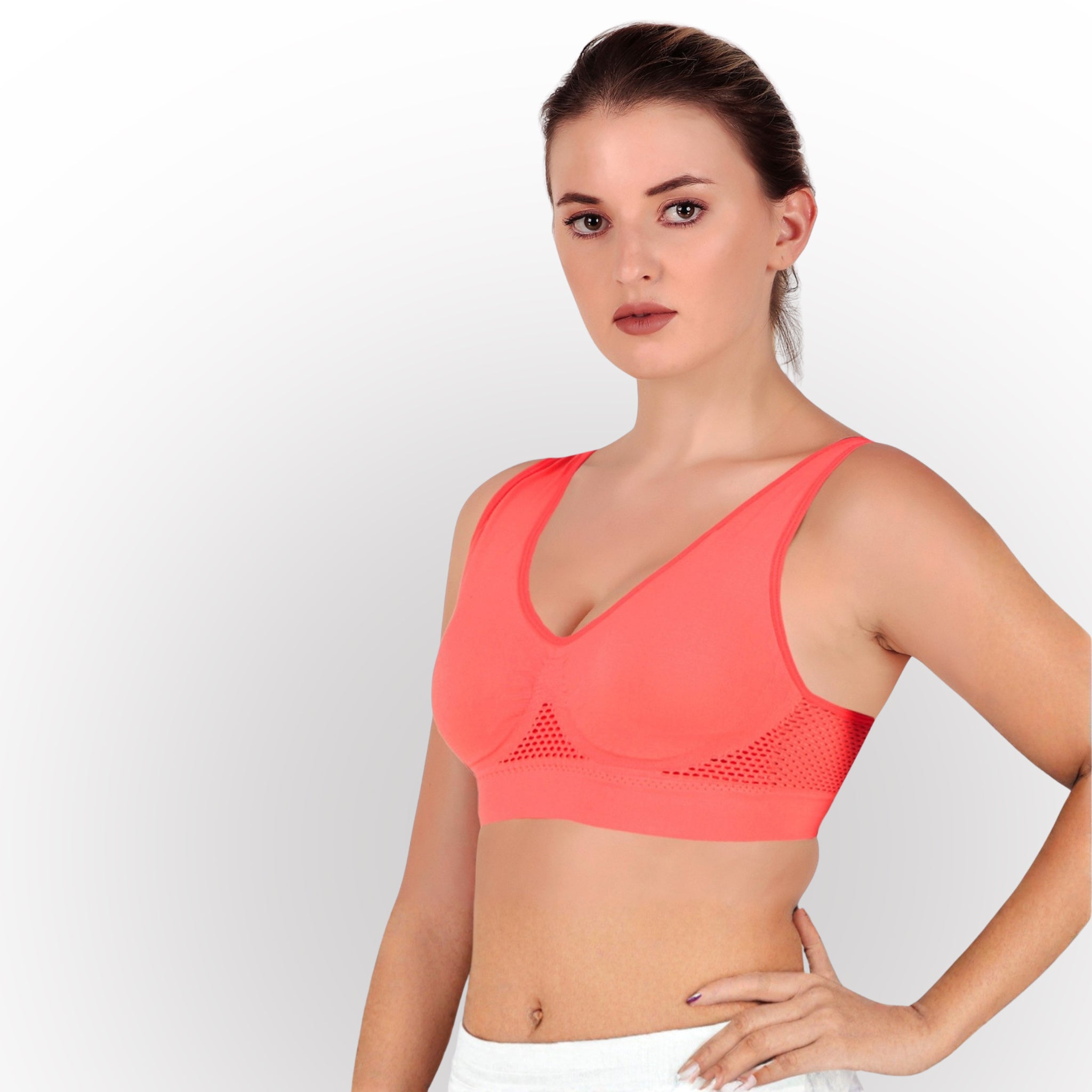 Women's Rust Seamless Lightly Padded High Support Sports Bra