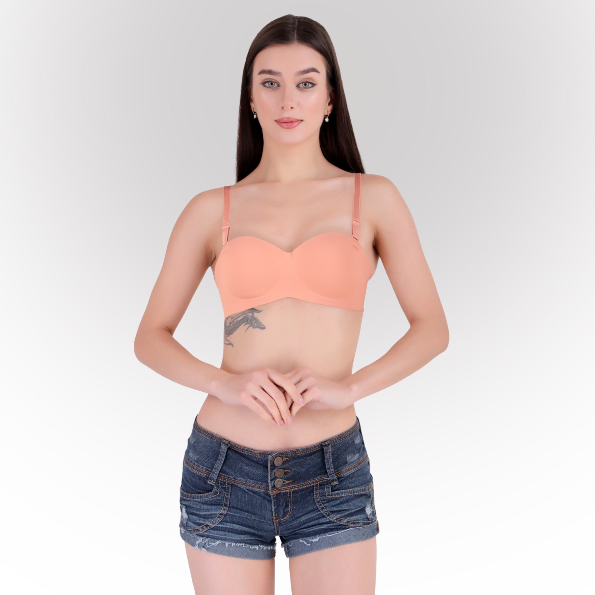 Women's Dark Pink Seamless Push-Up Padded Strapless Multiway Bra