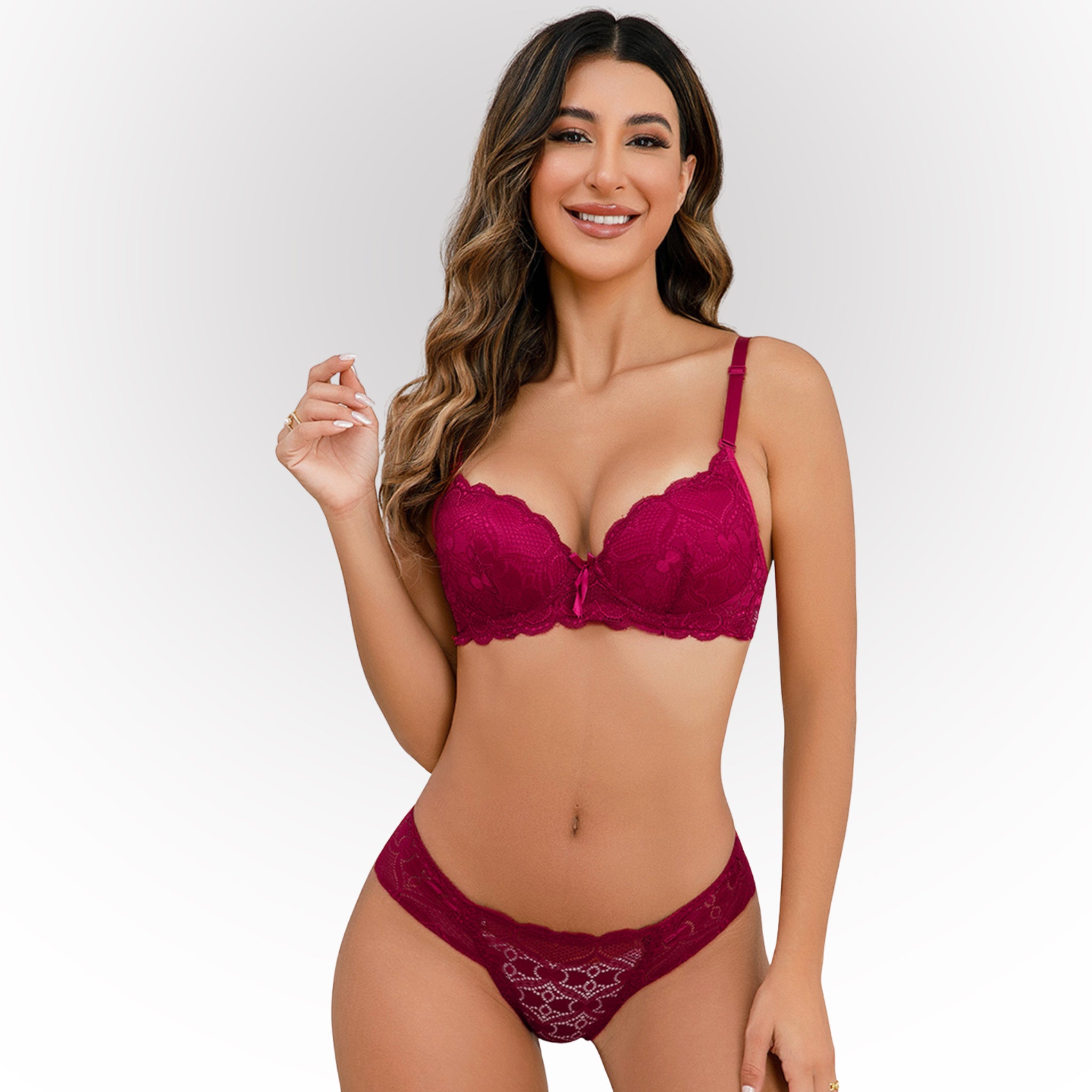 Padded Wired Lingerie Set 0138 Rose dimond Heart