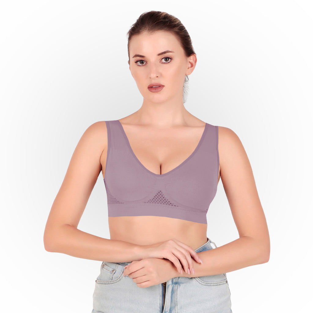 Women's Purple Seamless Lightly Padded High Support Sports Bra
