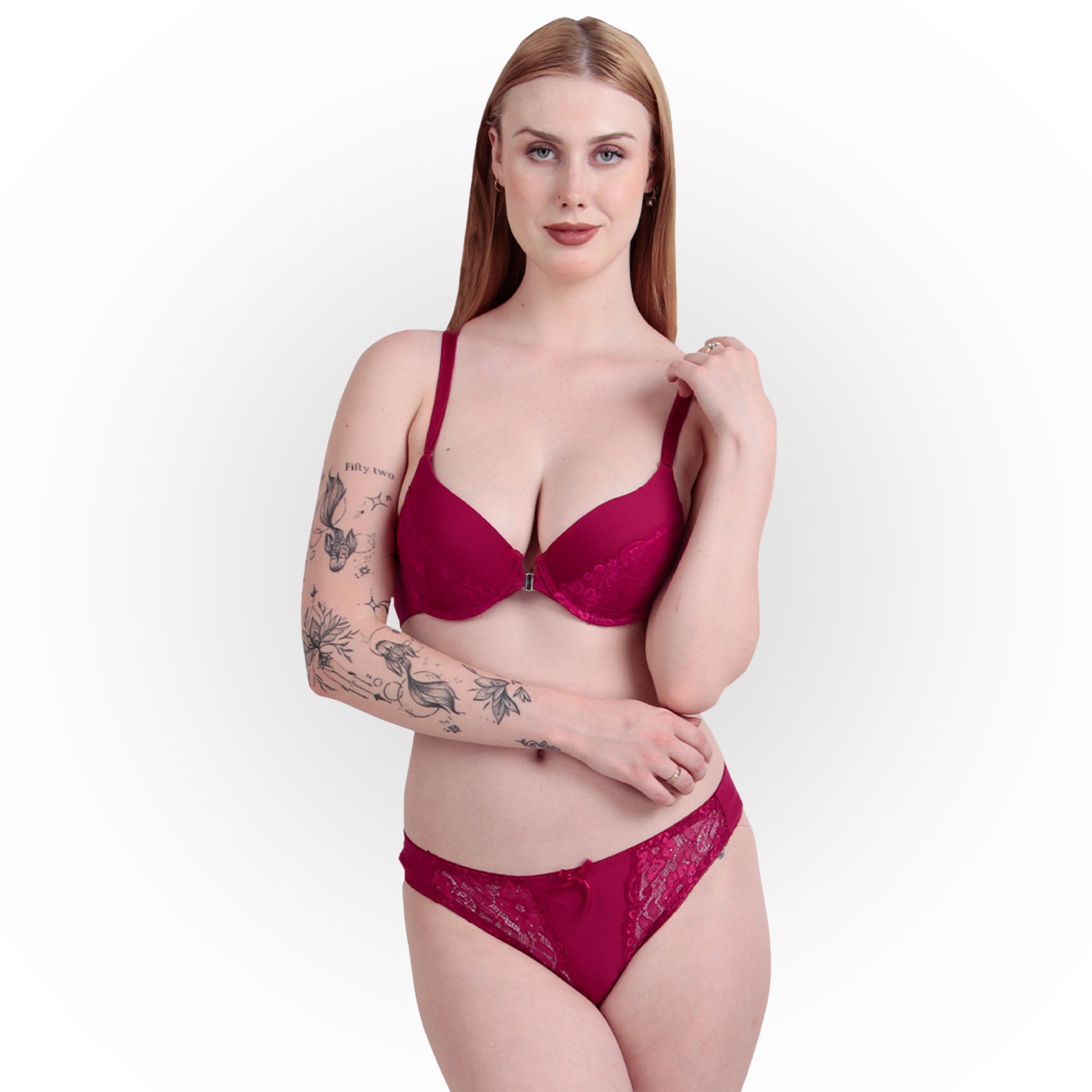 Women's Lace Padded Underwired Bra & Bikini Panty Lingerie Set