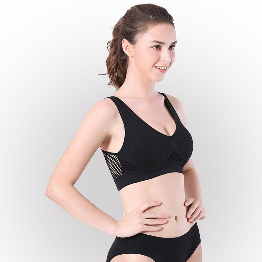 Women's Black Seamless Lightly Padded High Support Sports Bra