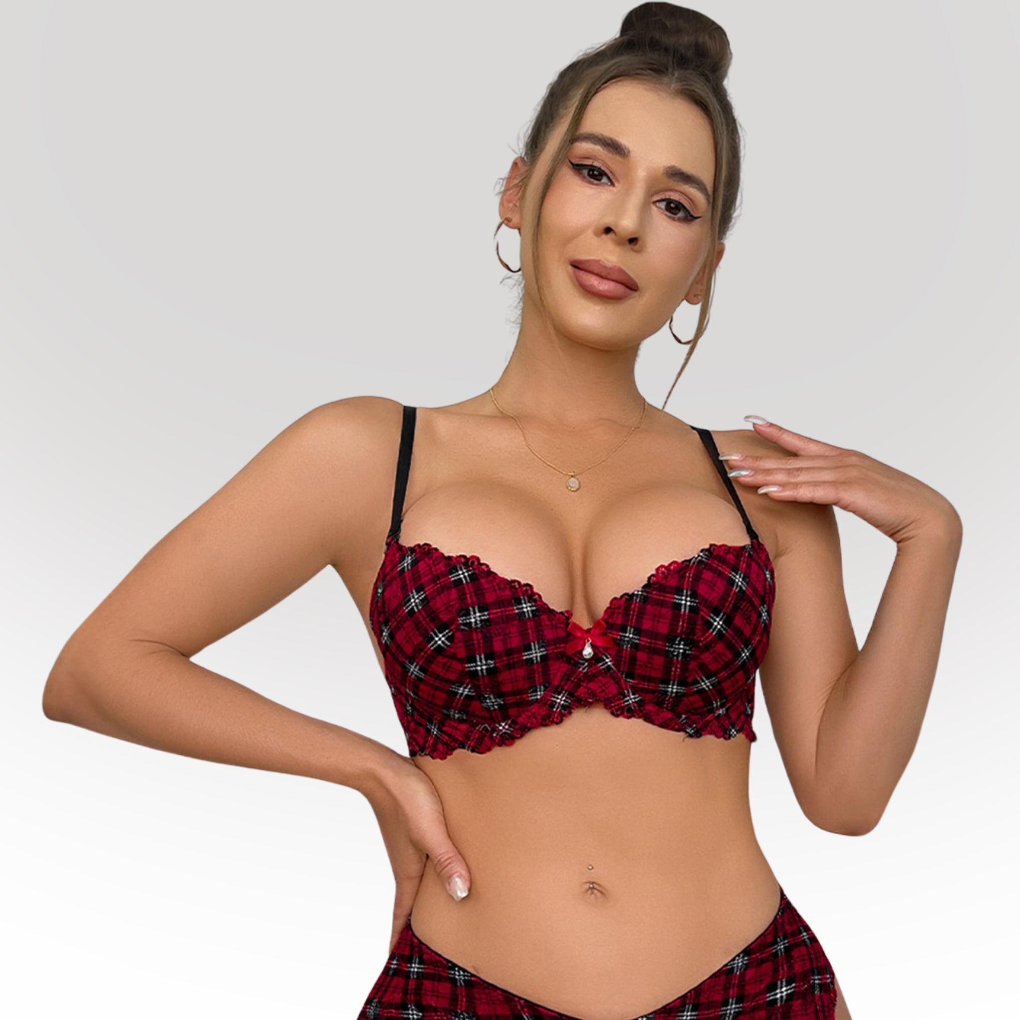 Women's Premium Red Self-Design Floral Lace Underwired Heavily Padded Medium Coverage Bra with Adjustable Straps