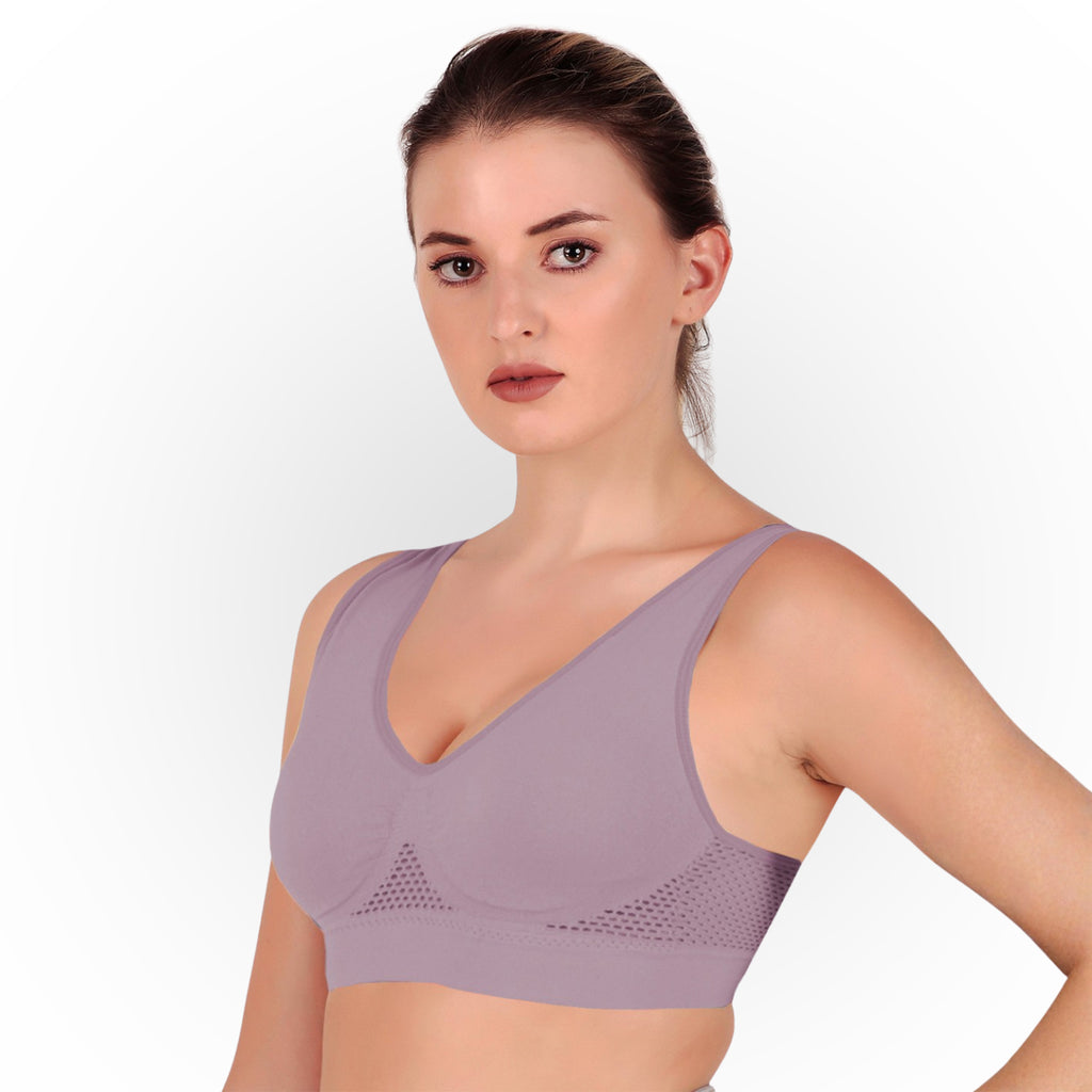 Women's Purple Seamless Lightly Padded High Support Sports Bra