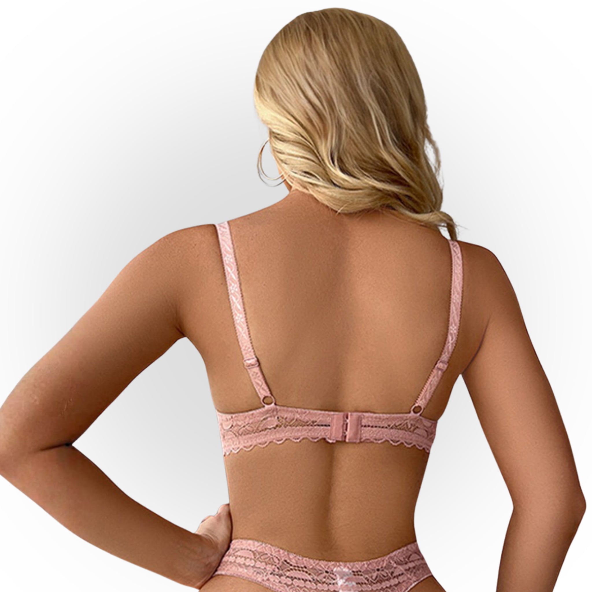 Women's Pink Floral Lace Padded Underwired Bra with Comfortable Full Coverage