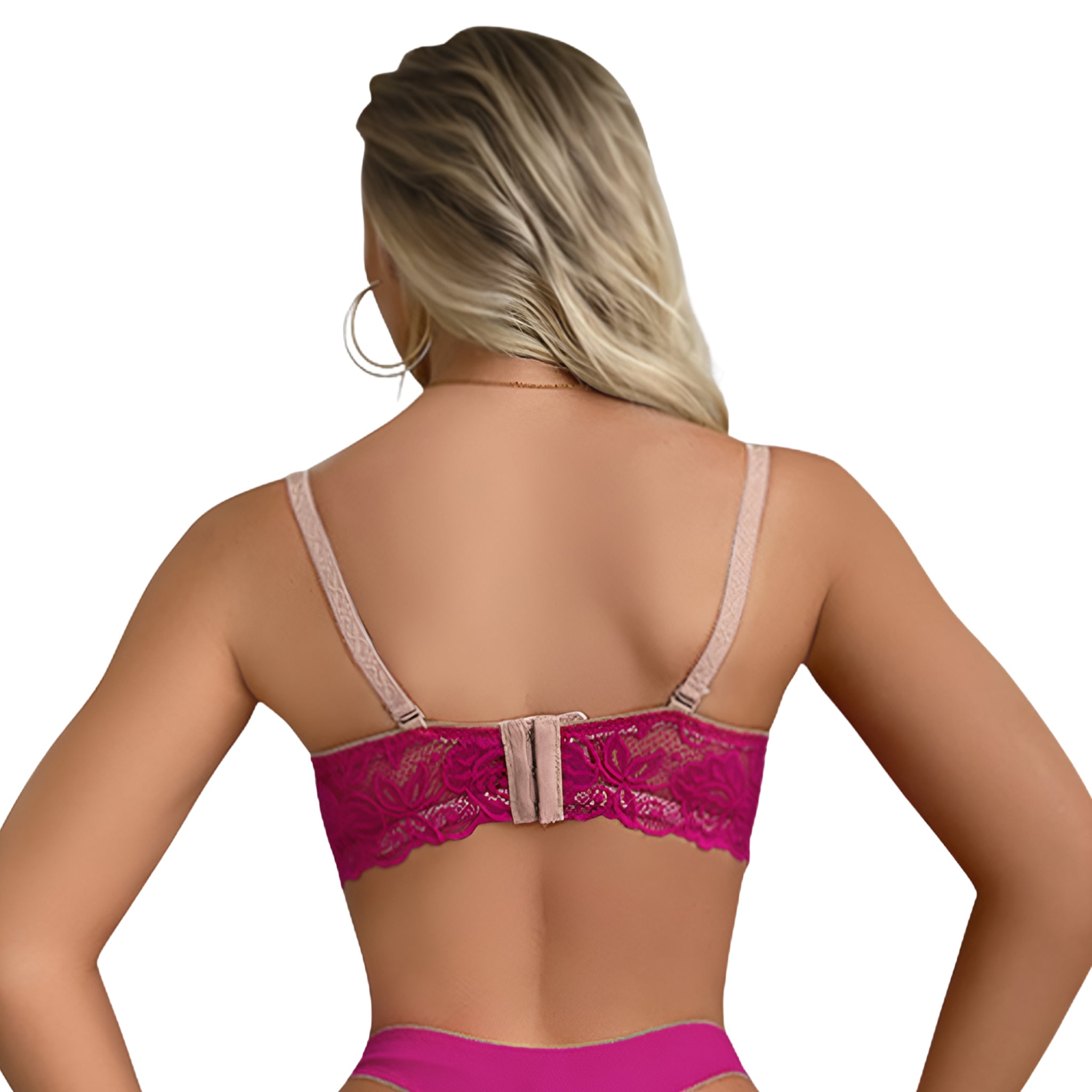 Women's White & Pink Floral Lace Heavy Padded Underwired Bra with Comfortable Full Coverage (Copy)