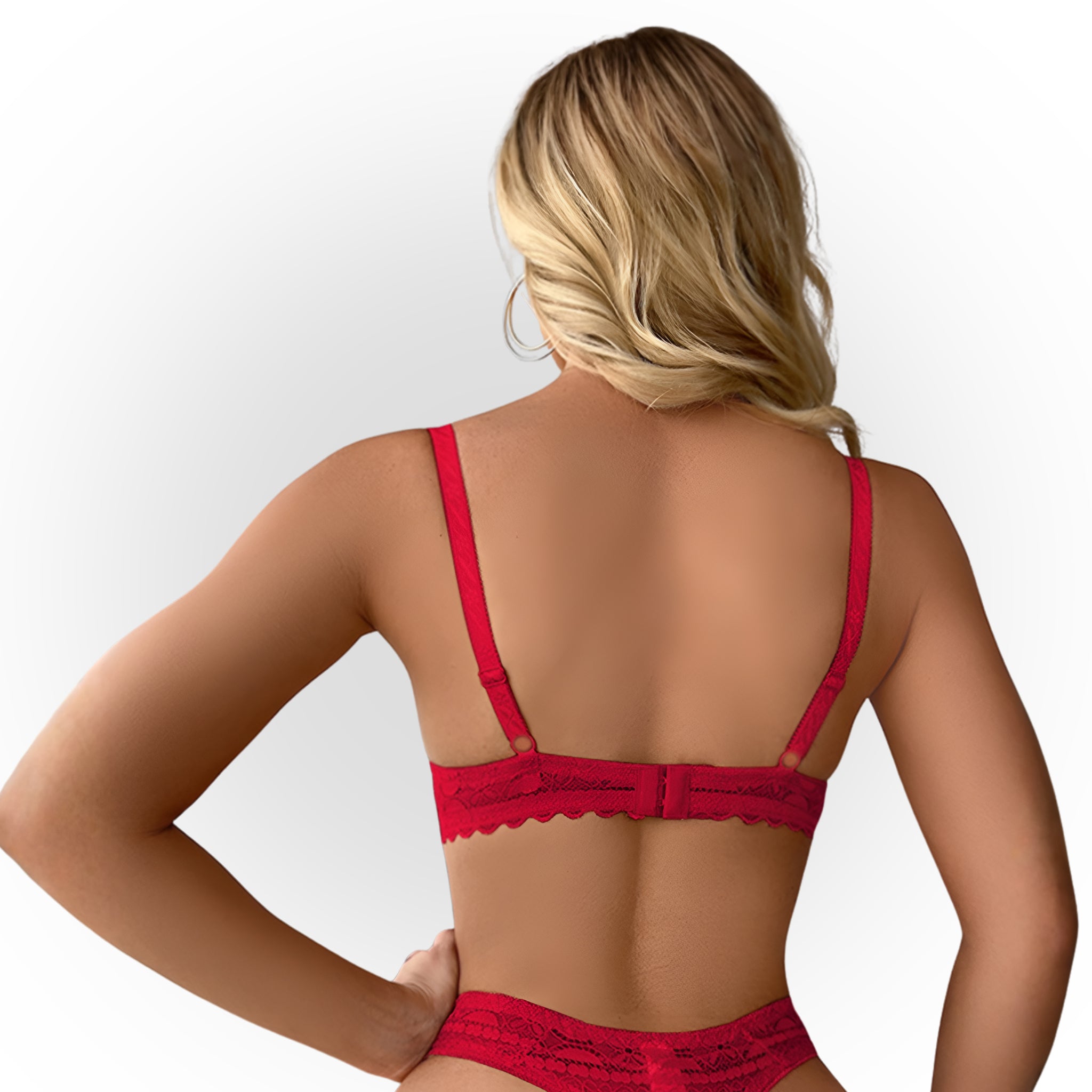 Women's Cherry Red Floral Lace Padded Underwired Bra with Comfortable Full Coverage