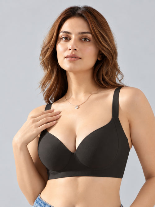 Secret Lives Women's Black Full Coverage Lightly Padded Non-Wired Everyday Comfort Bra
