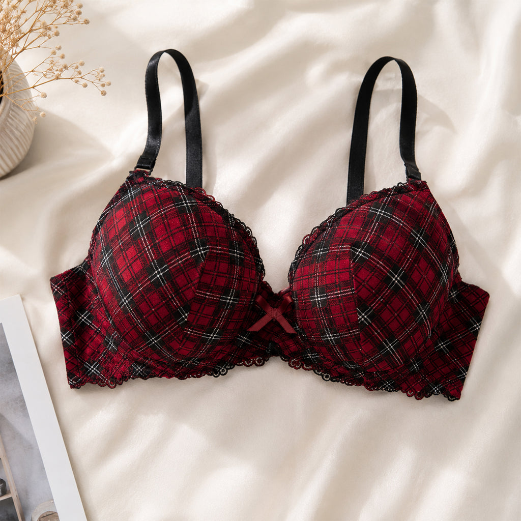 Women's Premium Red Self-Design Floral Lace Underwired Heavily Padded Medium Coverage Bra with Adjustable Straps