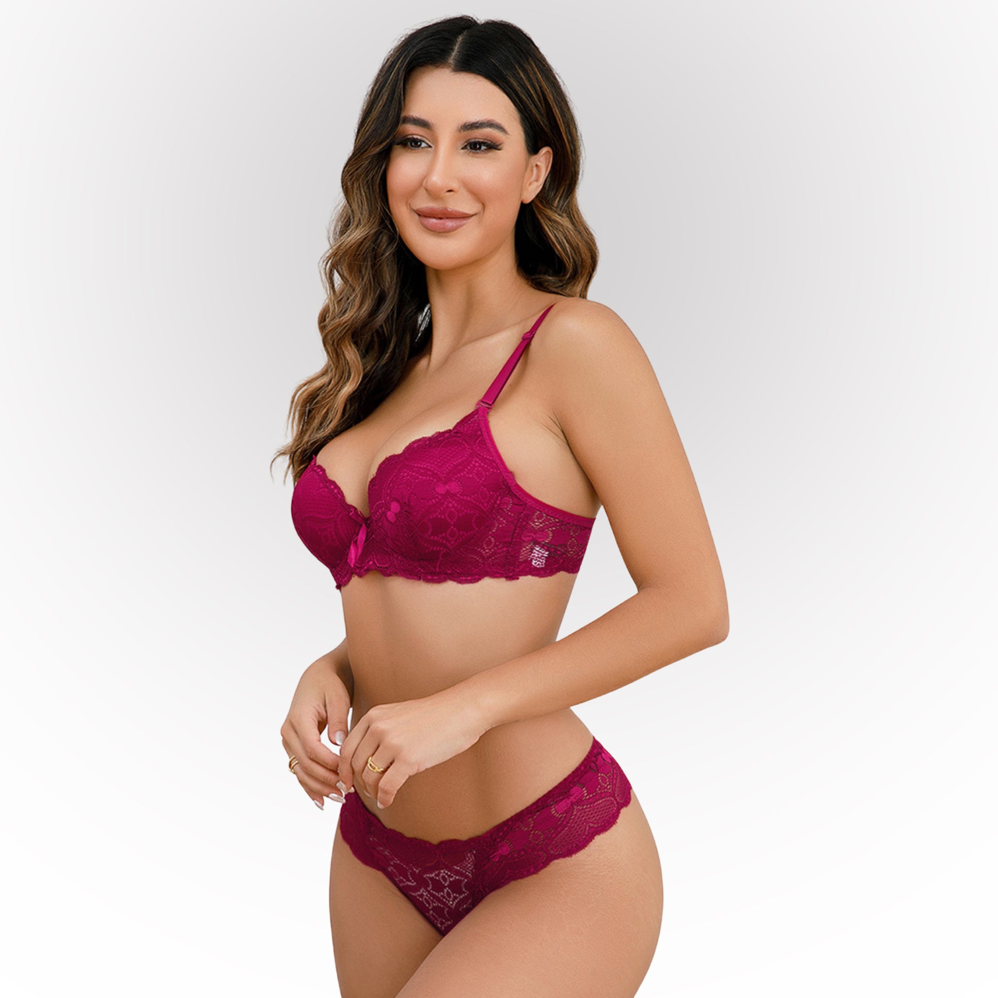 Padded Wired Lingerie Set 0138 Rose dimond Heart