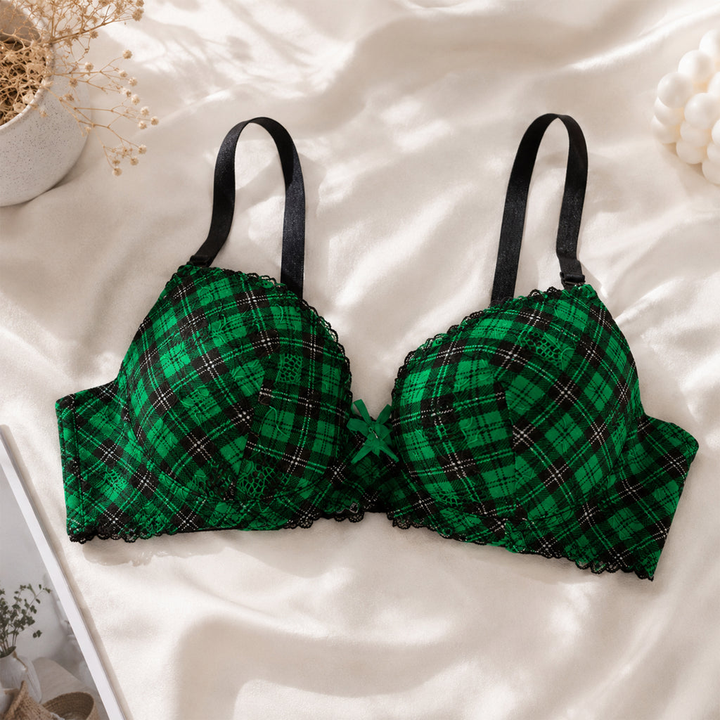 Women's Premium Cream Self-Design Floral Lace Underwired Heavily Padded Medium Coverage Bra with Adjustable Straps (Copy)