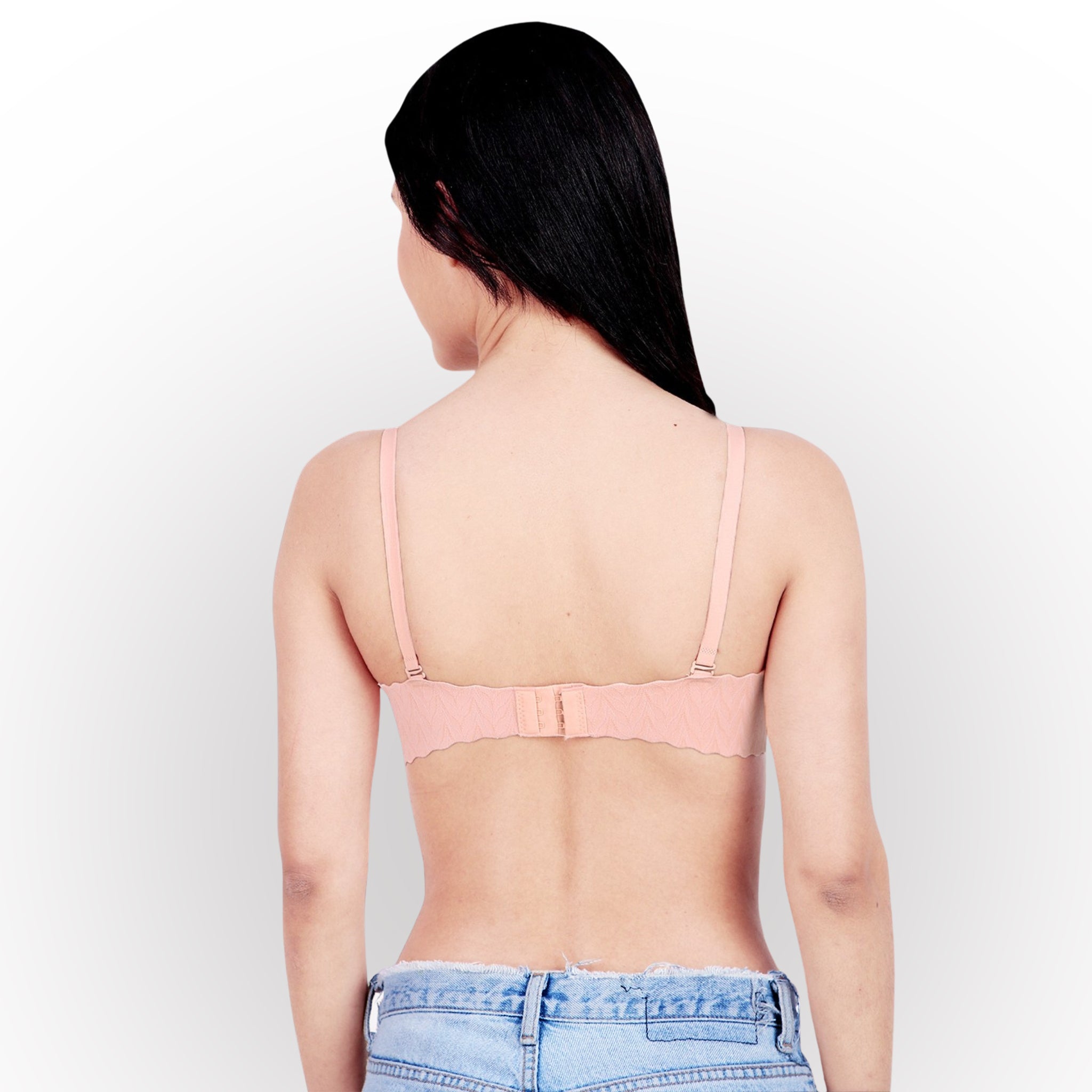 Women's Textured Push-Up Padded Underwired Seamless Multiway Bra - Light & Pink