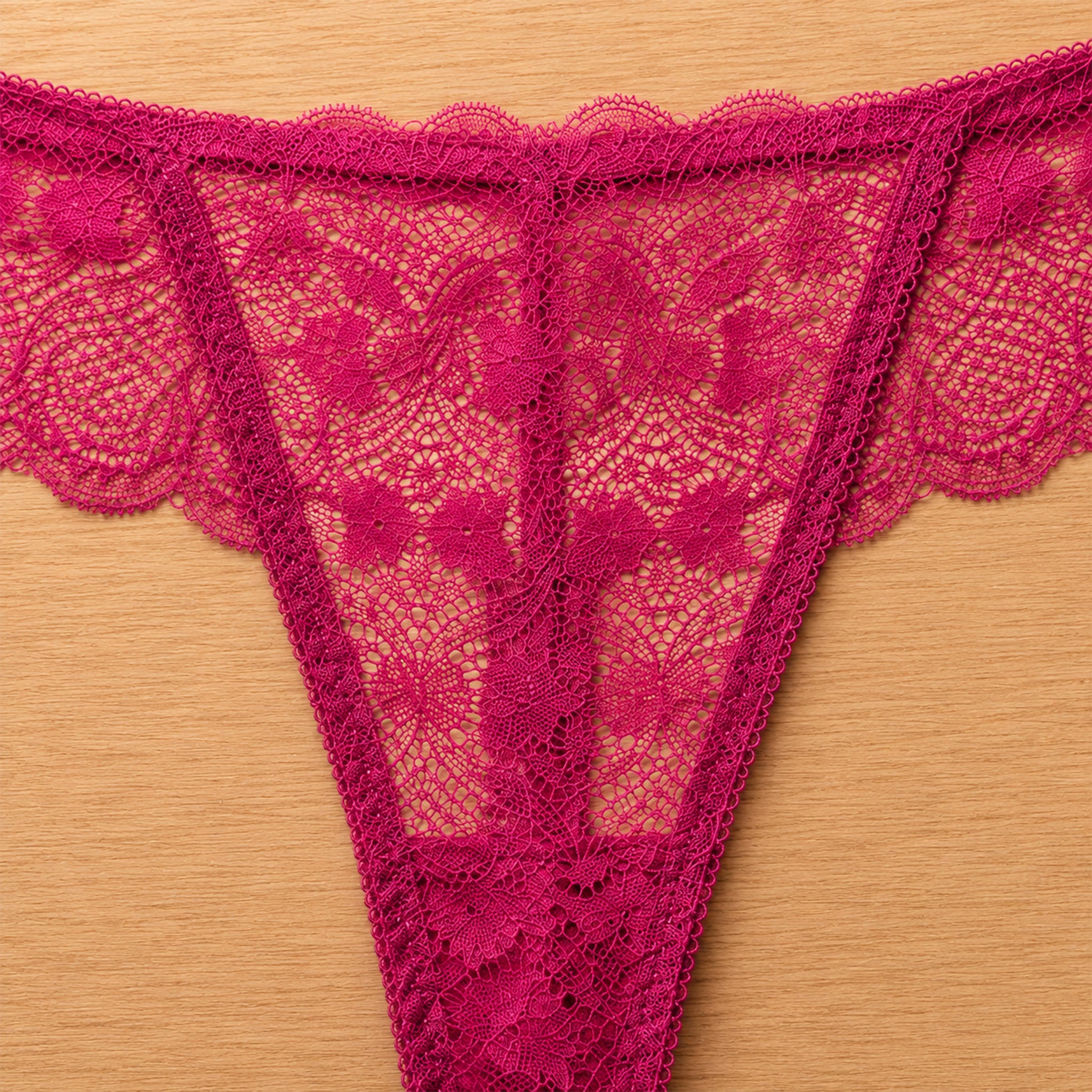 Women's Floral Lace Thong Panty – Soft Stretch, Breathable & Comfortable Everyday Wear - Maroon