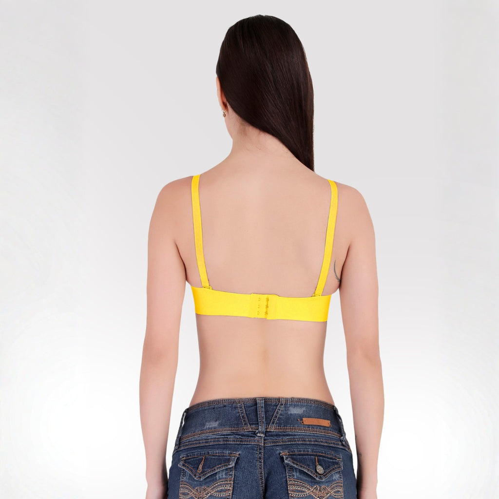 Women's Yellow Seamless Push-Up Padded Strapless Multiway Bra