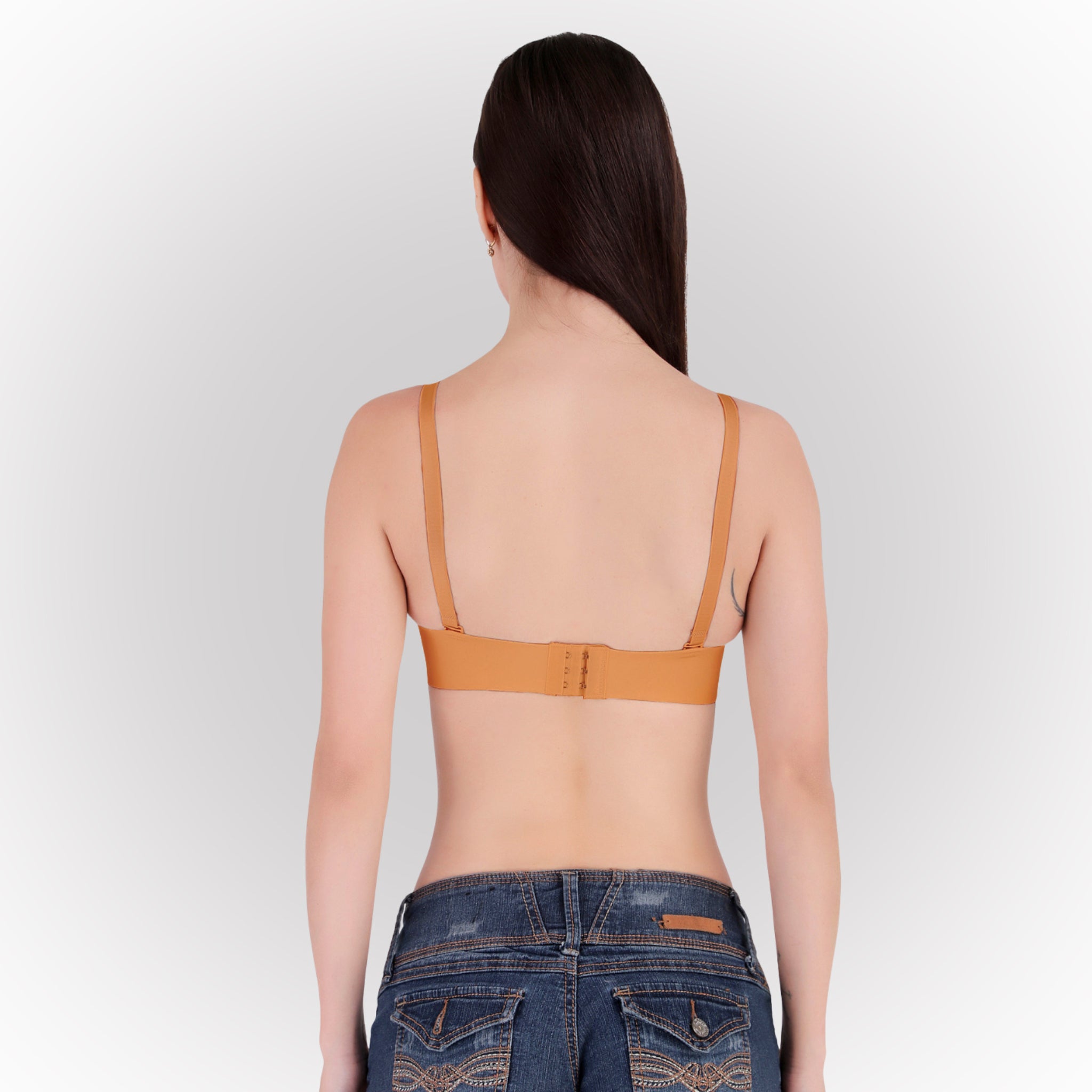 Women's Orange Seamless Push-Up Padded Strapless Multiway Bra