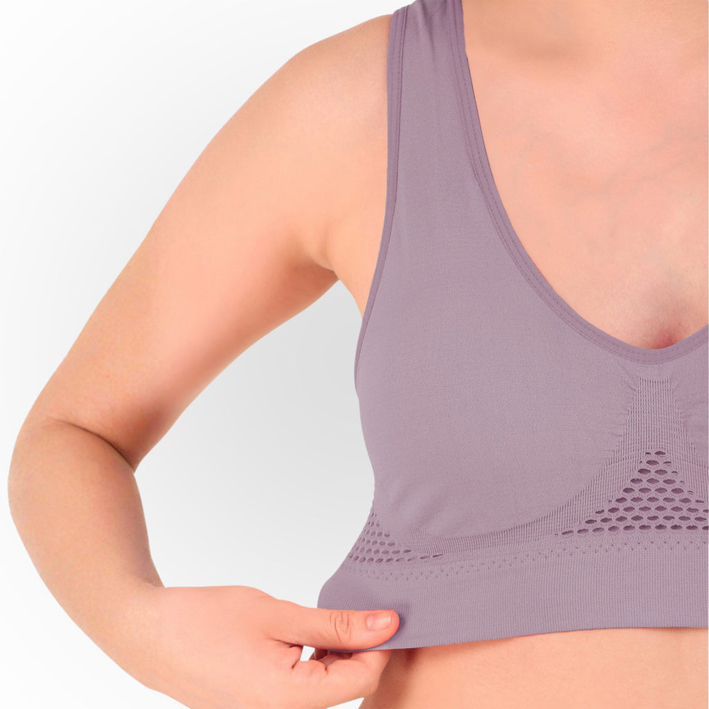 Women's Purple Seamless Lightly Padded High Support Sports Bra