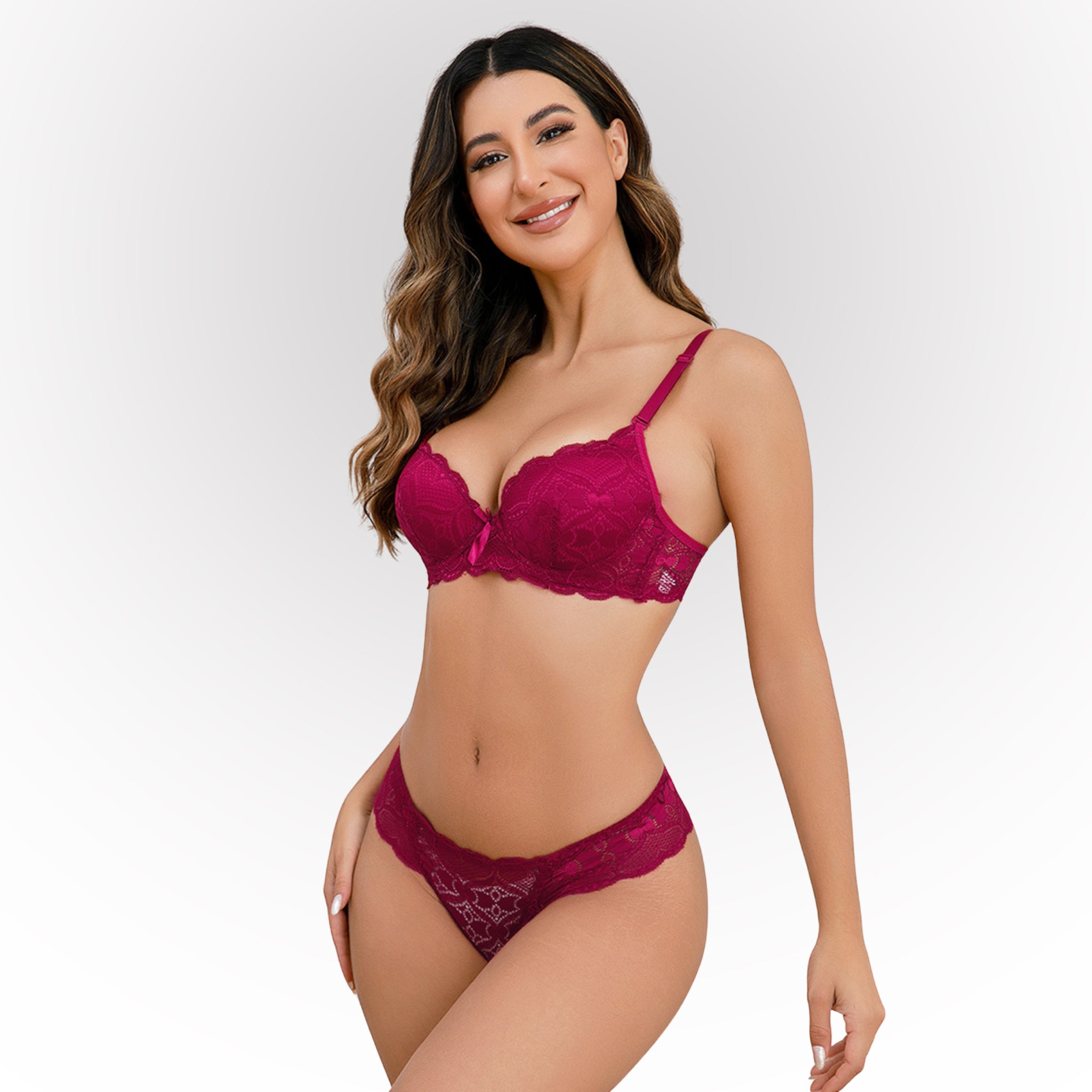 Padded Wired Lingerie Set 0138 Rose dimond Heart