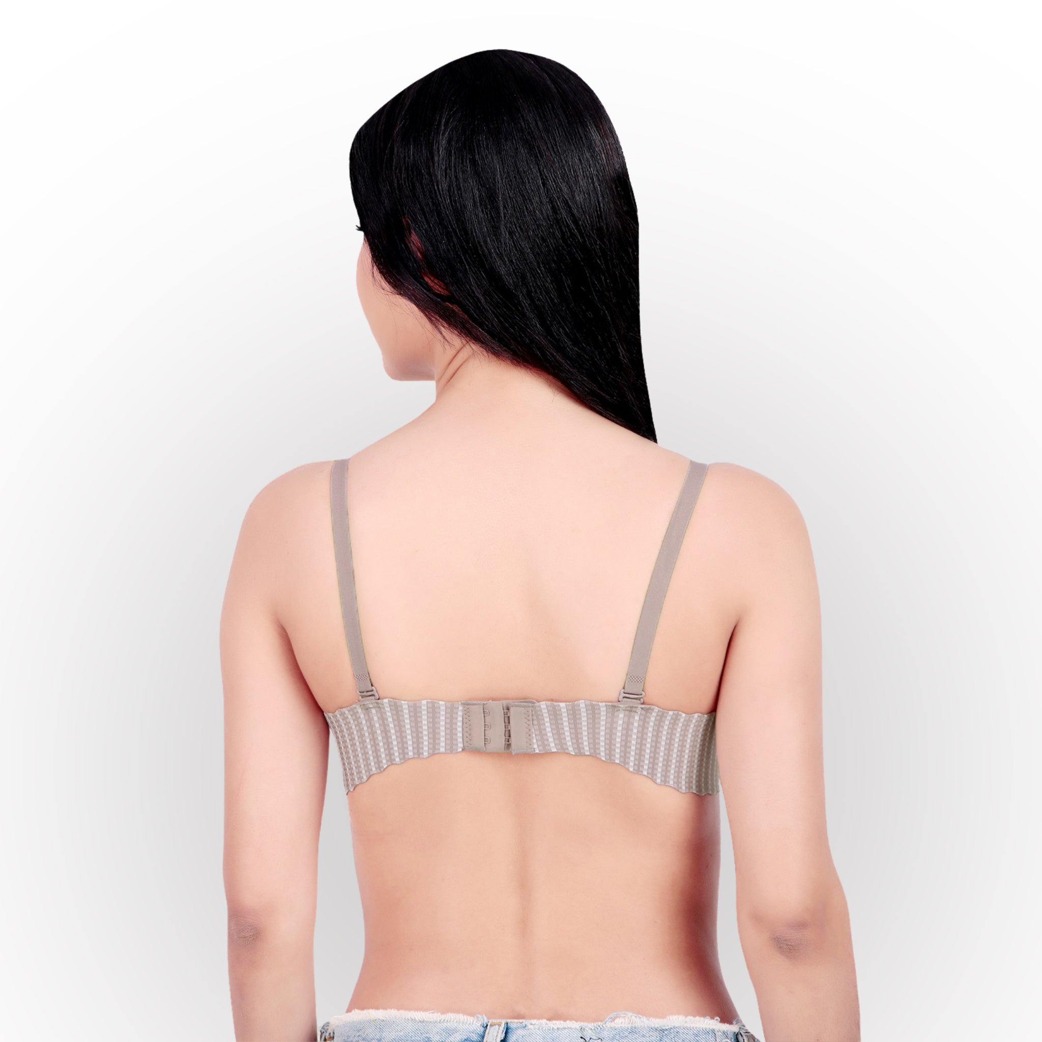 Women's Textured Check Pattern Push-Up Padded Underwired Bra - Brown White Check