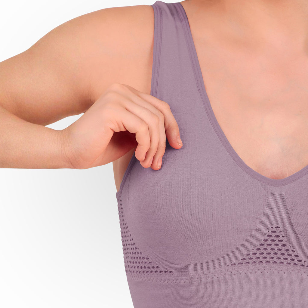 Women's Purple Seamless Lightly Padded High Support Sports Bra