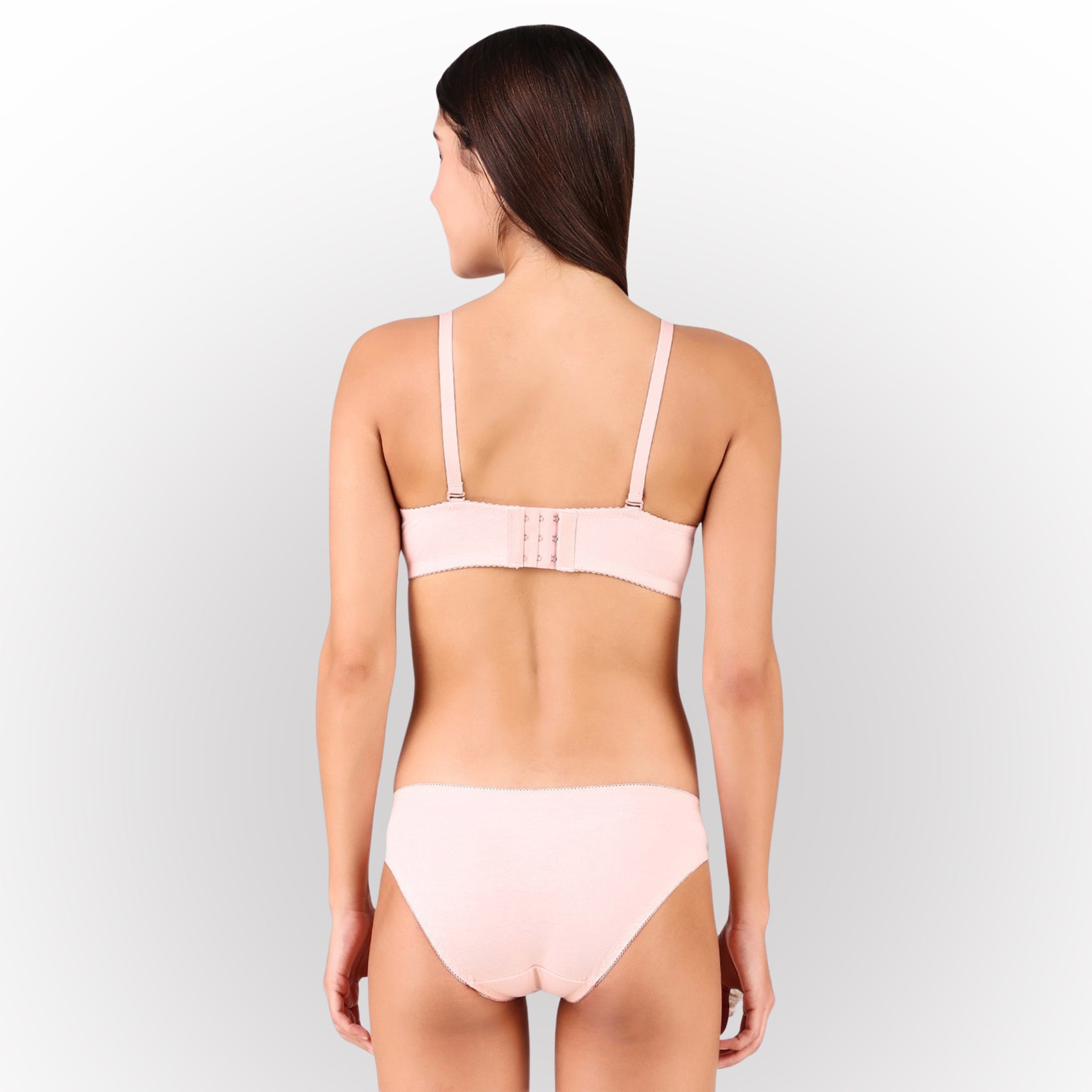 Women's Pink Floral Lace Lightly Padded Bralette & Matching Panty Lingerie Set