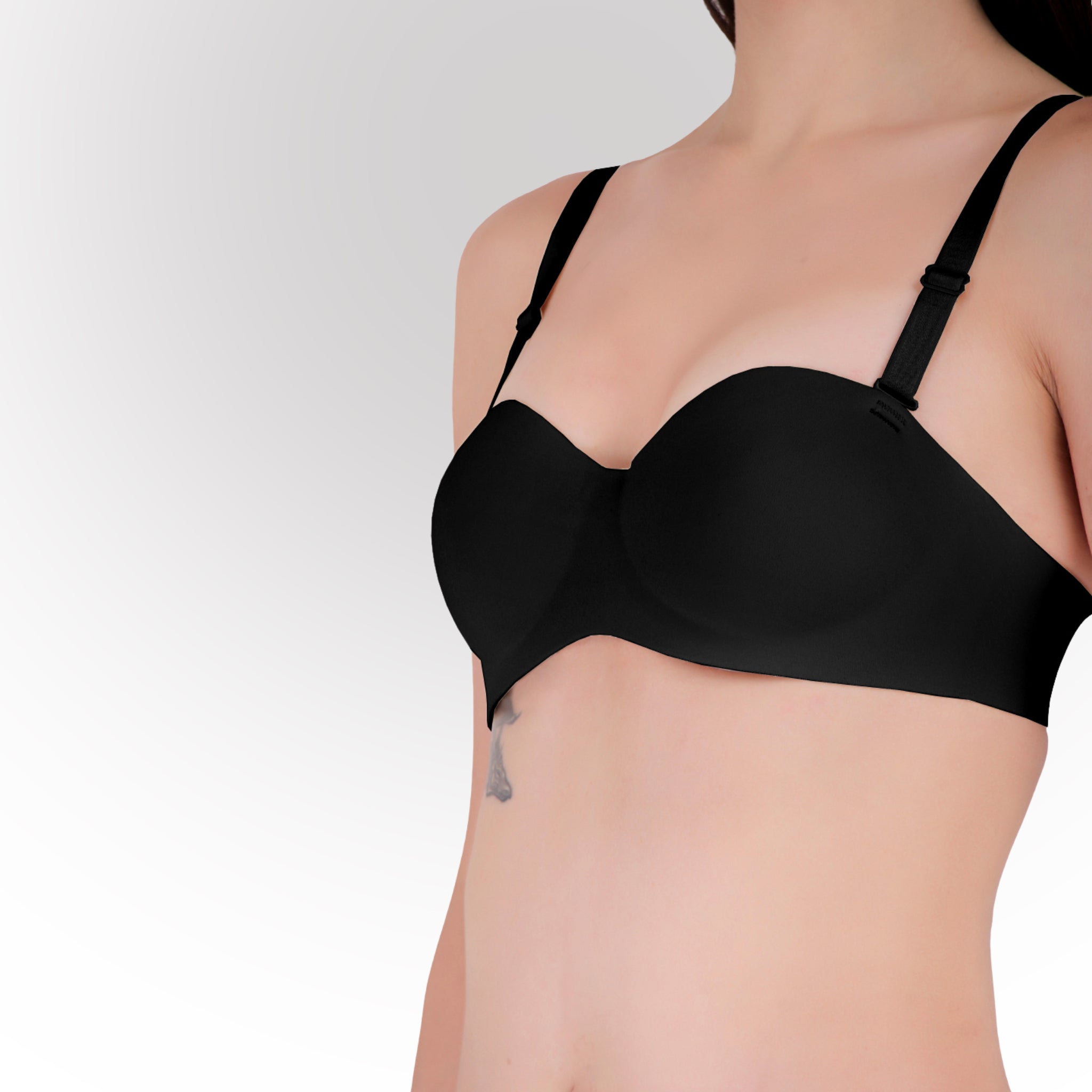 Women's Black Seamless Push-Up Padded Strapless Multiway Bra