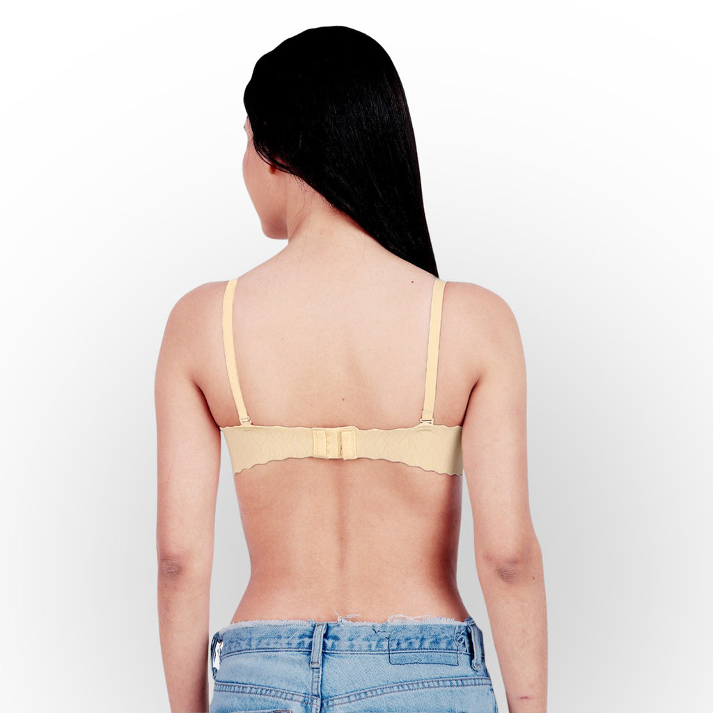 Women's Textured Push-Up Padded Underwired Seamless Multiway Bra - Skin