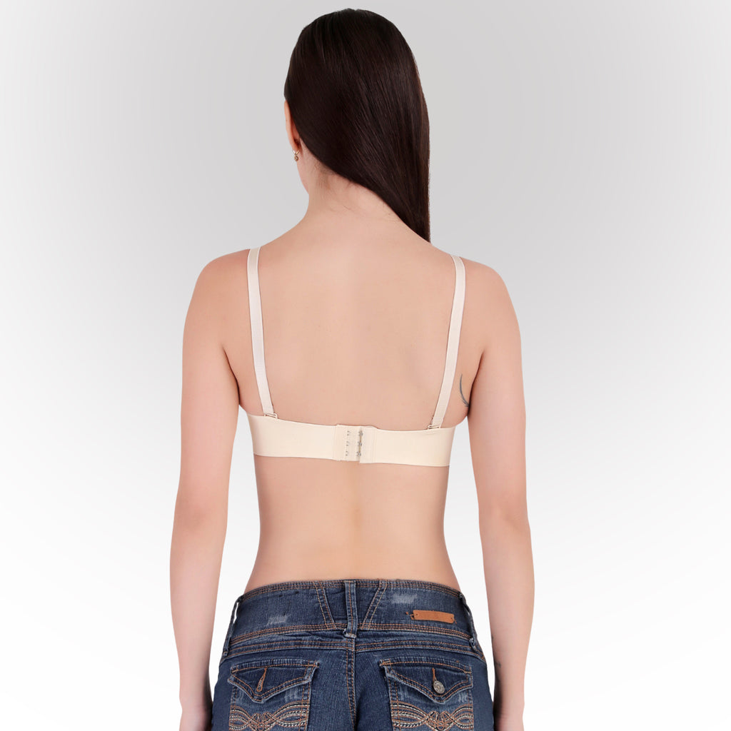 Women's Beige Seamless Push-Up Padded Strapless Multiway Bra