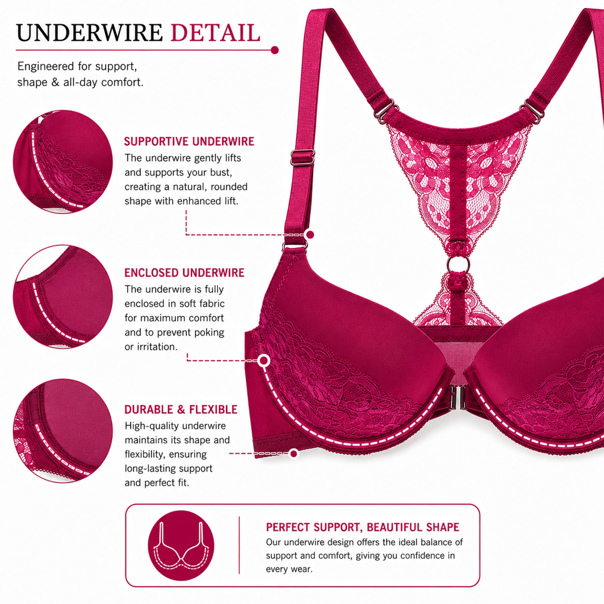 Women's Lace Padded Underwired Bra & Bikini Panty Lingerie Set