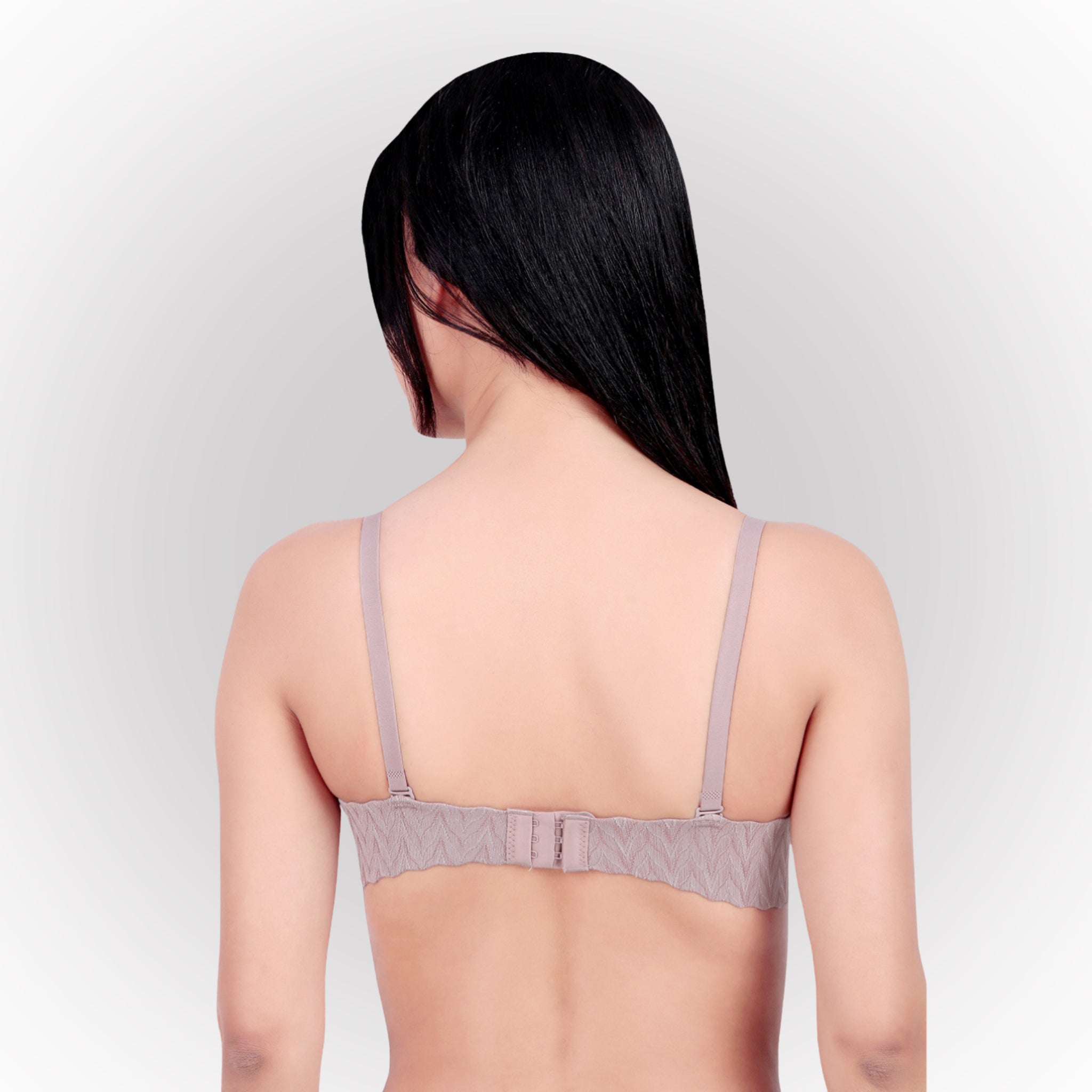 Women's Textured Push-Up Padded Underwired Seamless Multiway Bra - Grey & Brown