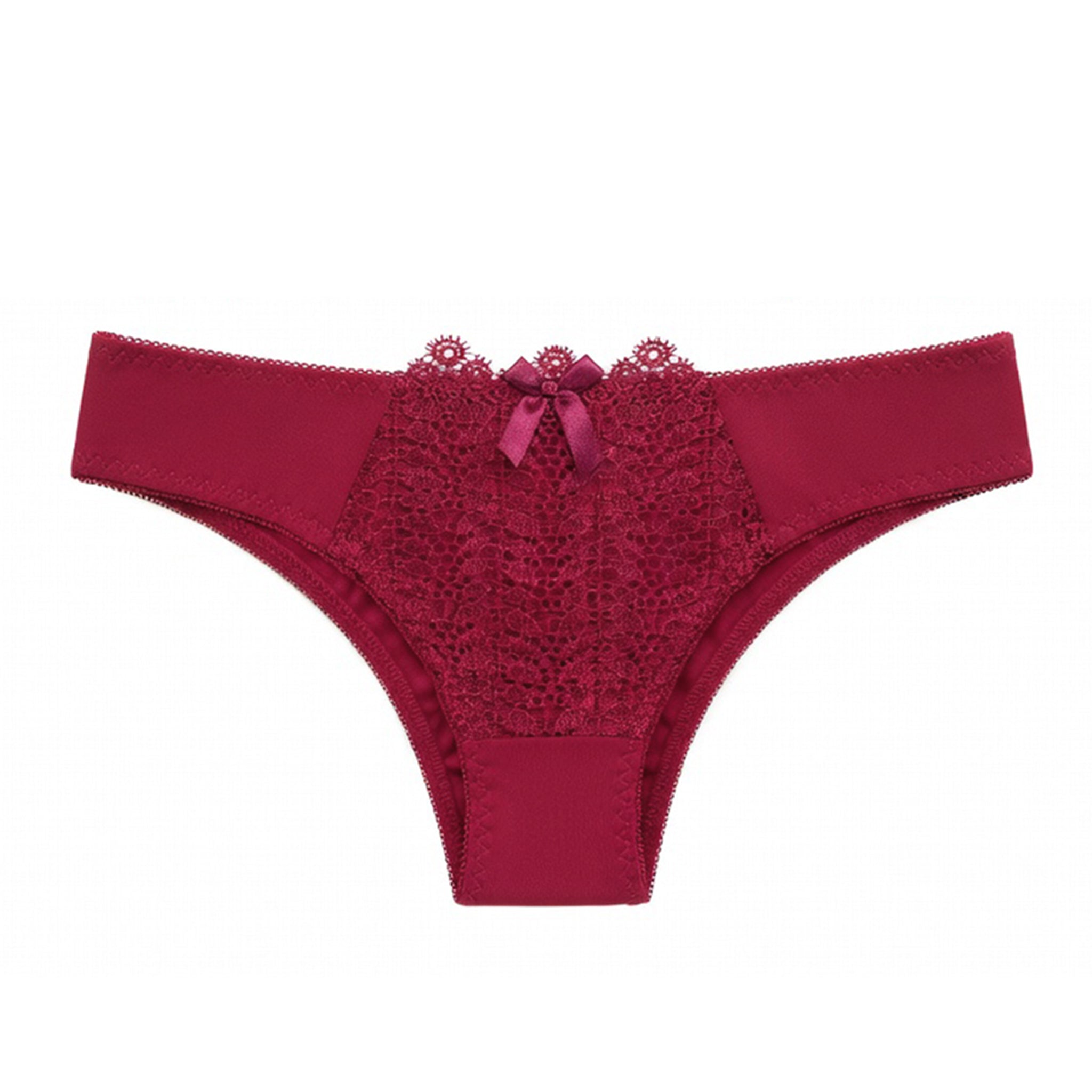 Women's Floral Lace Thong Panty – Soft Stretch, Breathable & Comfortable Everyday Wear - Rose red