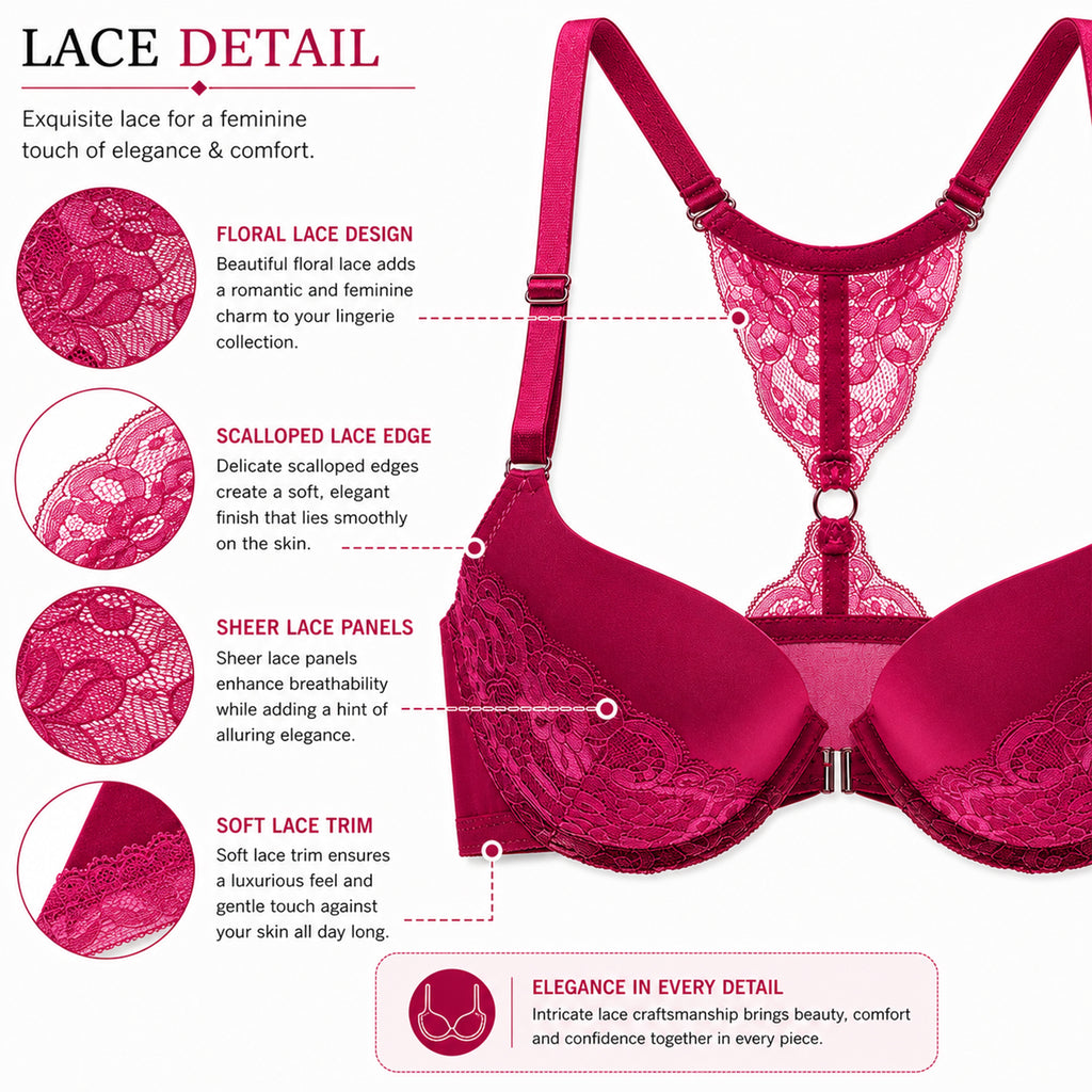 Women's Lace Padded Underwired Bra & Bikini Panty Lingerie Set