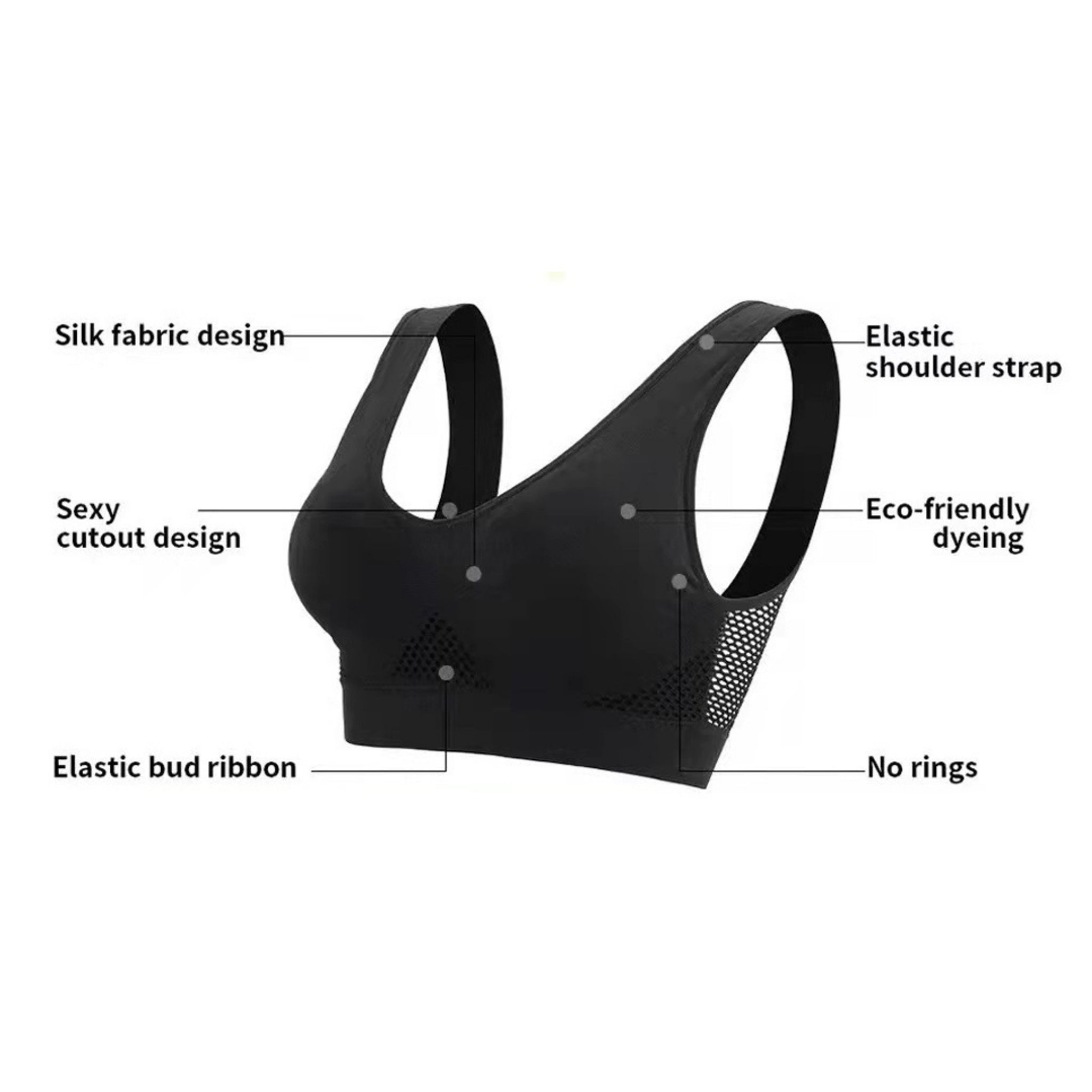 Women's Black Seamless Lightly Padded High Support Sports Bra