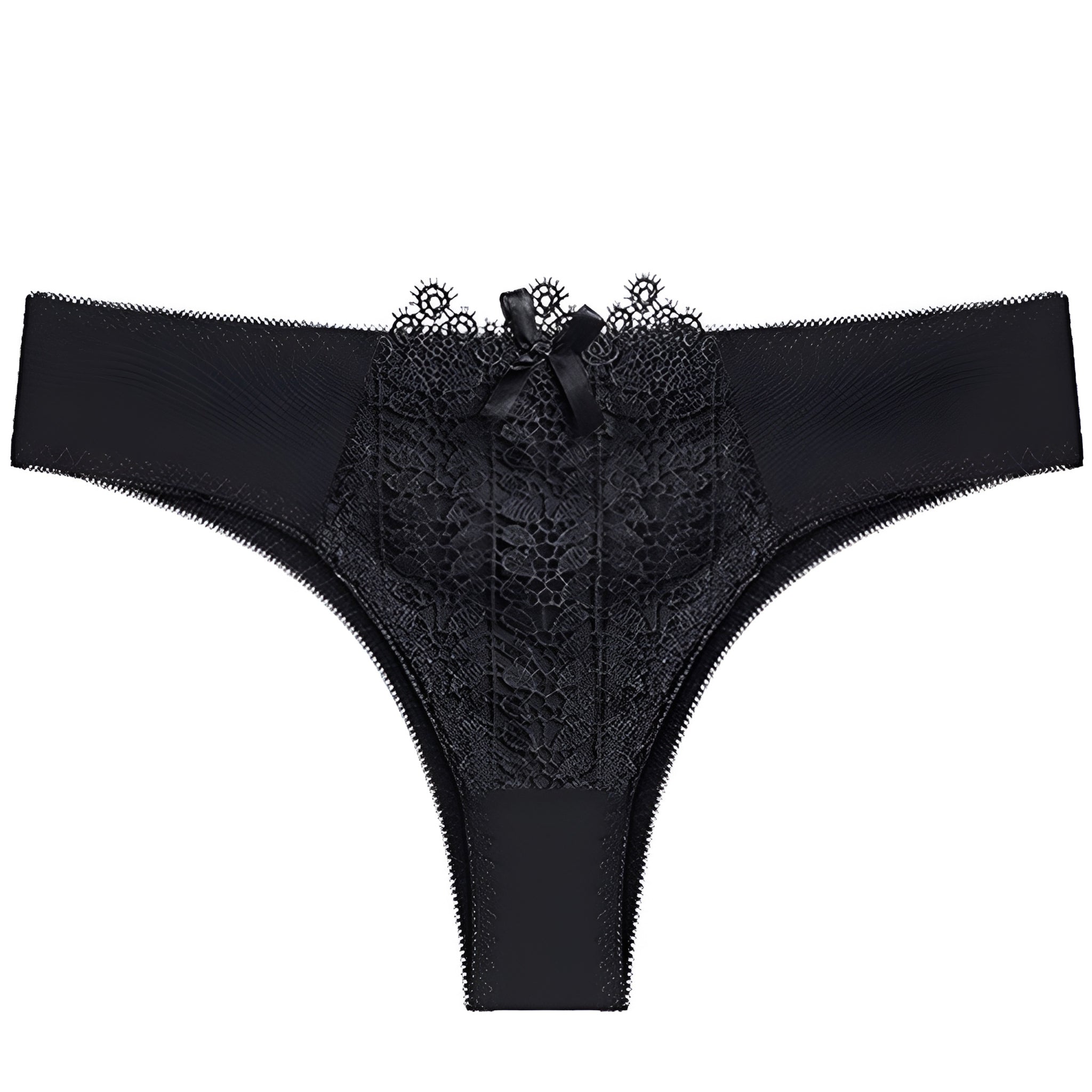 Women's Floral Lace Thong Panty – Soft Stretch, Breathable & Comfortable Everyday Wear - Black