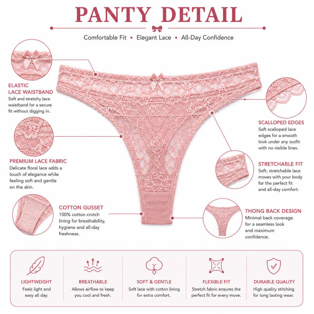 Women’s Full Coverage Heavily Padded Underwired Bra & Thong Lingerie Set – Baby Pink