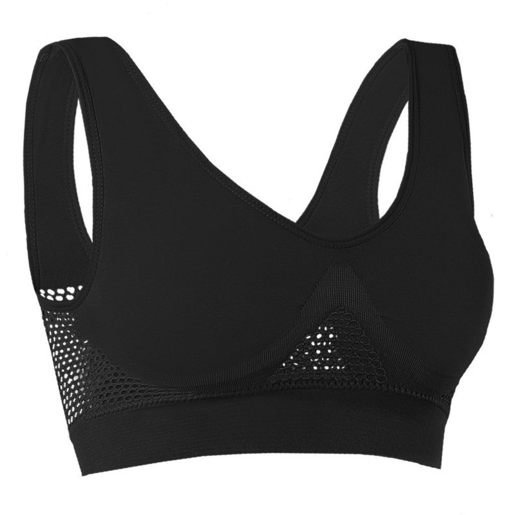 Women's Black Seamless Lightly Padded High Support Sports Bra