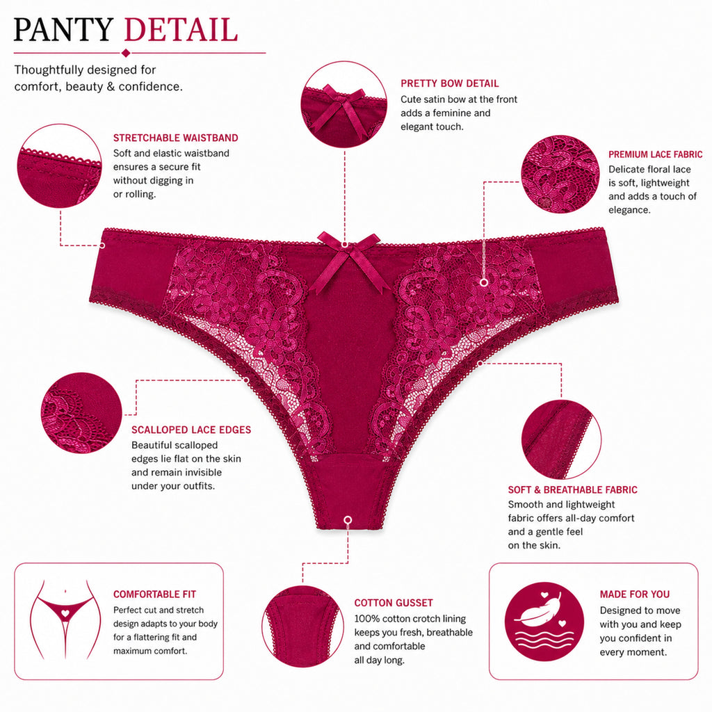 Women's Lace Padded Underwired Bra & Bikini Panty Lingerie Set