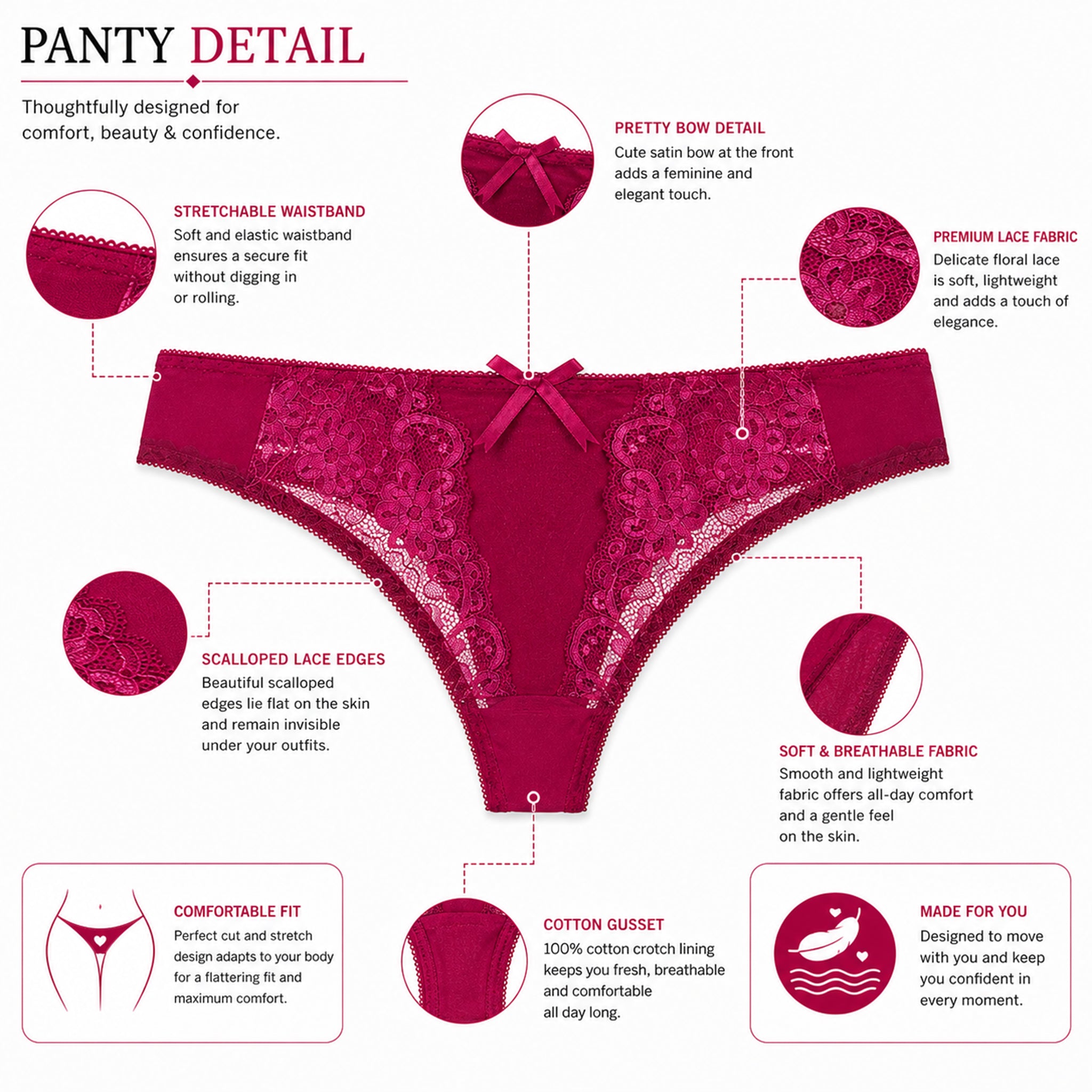 Women's Lace Padded Underwired Bra & Bikini Panty Lingerie Set