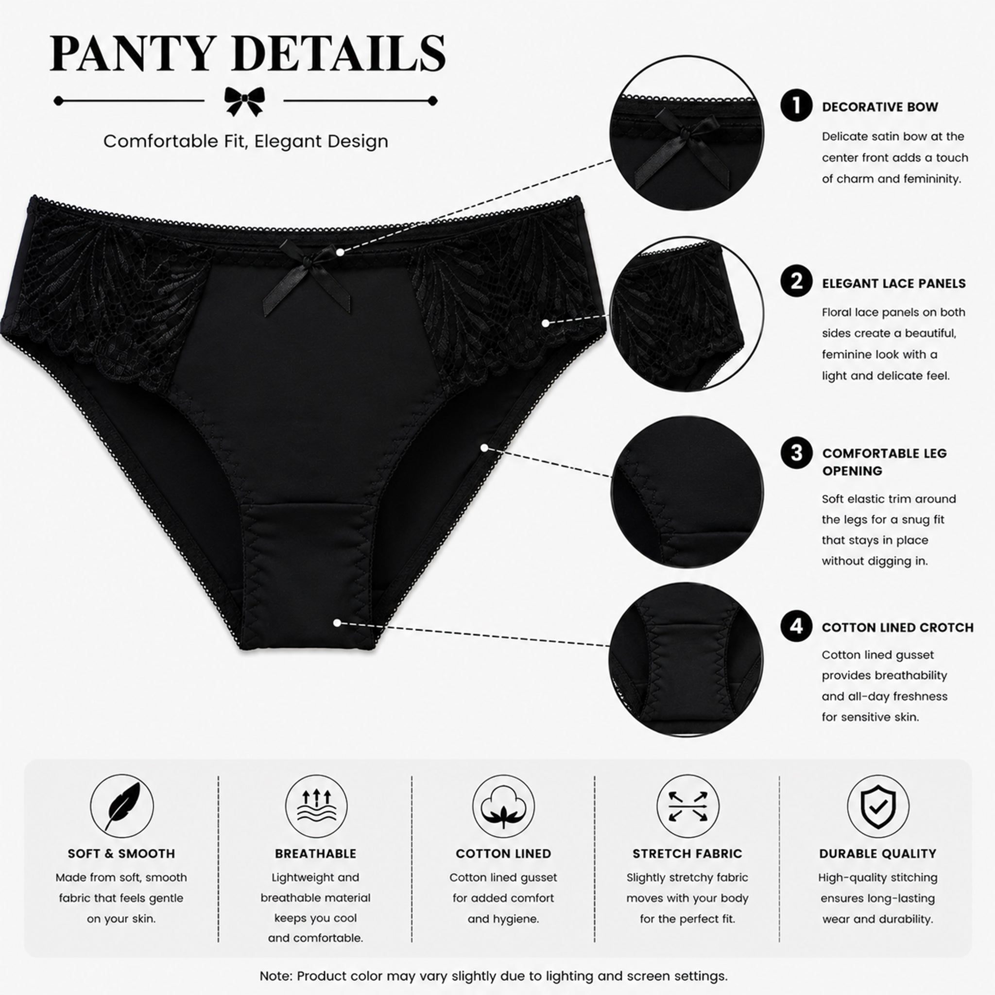 Women's Black Floral Lace Lightly Padded Underwired Bra & Panty Lingerie Set