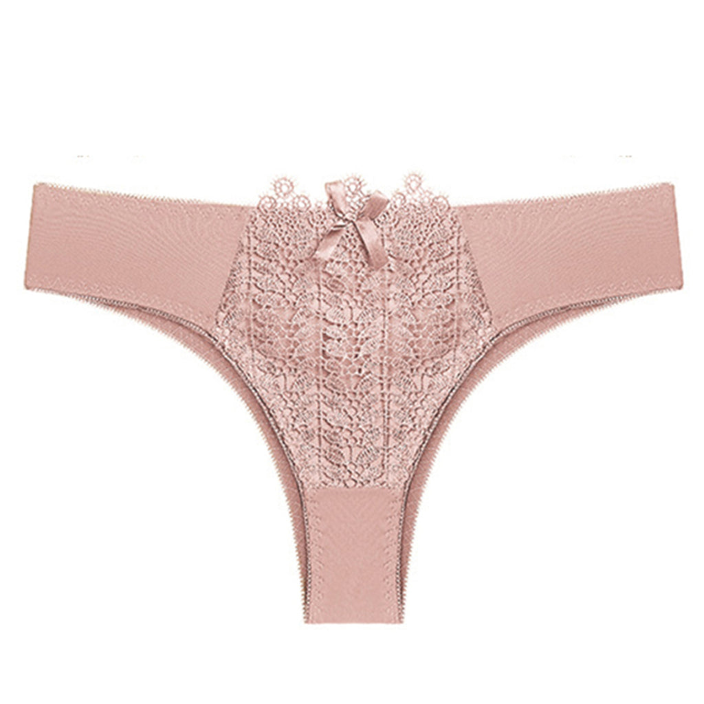 Women's Floral Lace Thong Panty – Soft Stretch, Breathable & Comfortable Everyday Wear - Pink