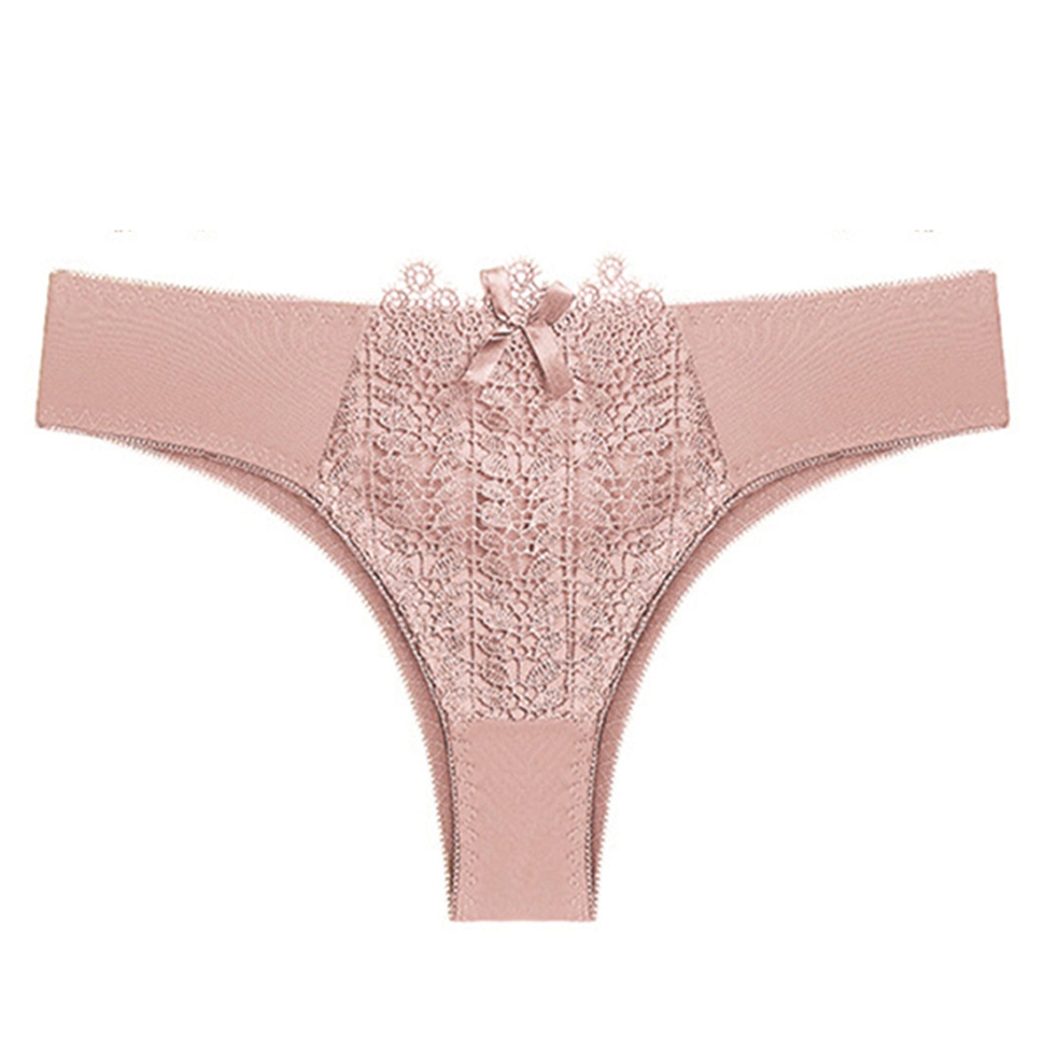 Women's Floral Lace Thong Panty – Soft Stretch, Breathable & Comfortable Everyday Wear - Pink