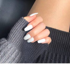 White Matte Coffin Nail