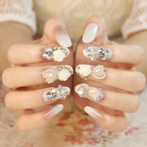 Rhinestone fake nail patch shiny wear nail design