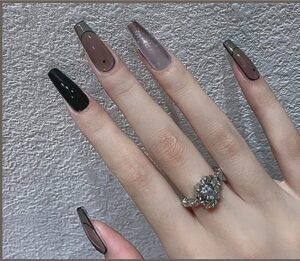 Gloss Translucent black nail design