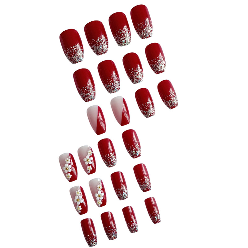 Glossy Short Oval Nails Rose Red Press Nails Shiny - Temu