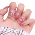 Secret Lives acrylic fake reusable false artifical press on nails nude color with 3D bow and 3D cherry 24 pieces with kit
