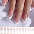 Secret Lives® acrylic press on nails artifical designer fake nails extension transparent with golden glitter design 24 pieces set with manicure kit