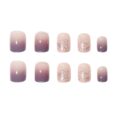 Secret Lives® acrylic press on nails designer artifical fake nails translucent purple color with glitter design 24 pieces set with manicure kit
