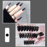 Matte black with black rose and leaves 24 pieces set with manicure kit