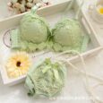 Bridal Green Embroidery Flower Underwire Push up Bra & Panty Set