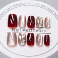 Secret Lives|Cats Eye Artificial Dark Red Color Press on Nails